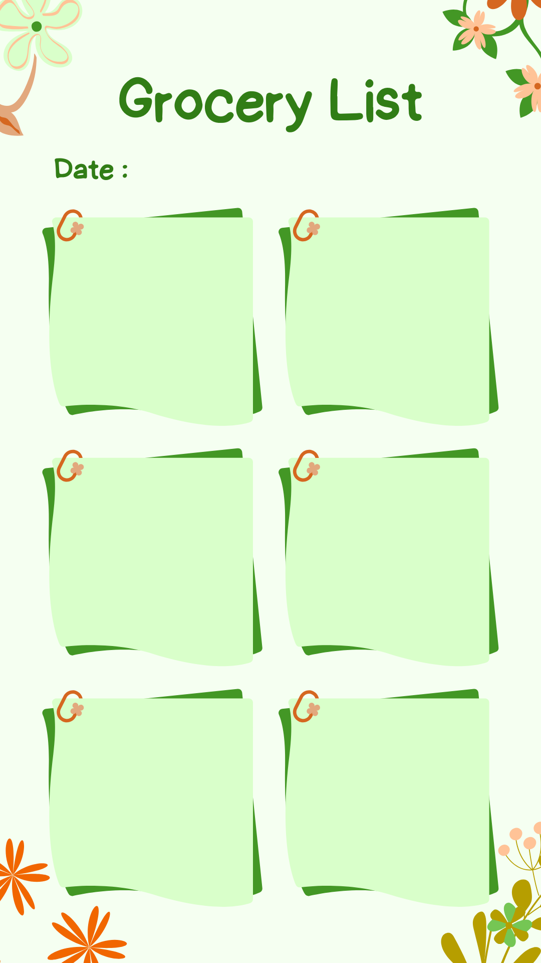 Green Illustrated Grocery List